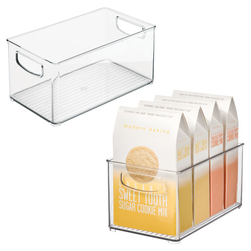 Stackable Pantry Bin with Handles - Storage Bin for Organizing Kitchen Cabinets, Fridge, or Freezer