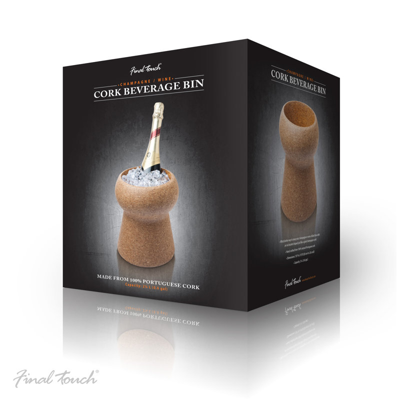 Cork Champagne Bucket, 22cm H x 21.5cm W x 21.5cm D