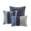 Édredon bleu marine 7 pièces - Oreillers décoratifs rembourrés et jupe de lit