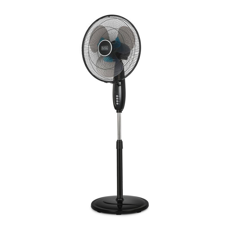 BLACK+DECKER BFSD116B 16" Oscillating Dual-Blade Stand Fan with Remote, Adjustable Height, Black