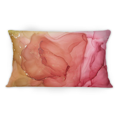 Coussin décoratif imprimé rouge et vert liquide II