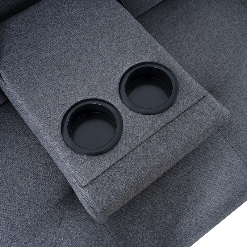 Canapé-lit futon avec accoudoirs, porte-gobelets et fonction inclinable, idéal pour les salons confortables, Gris foncé