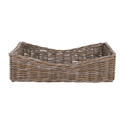 Panier court gris en rotin Kubu