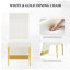 Ensemble de 6 chaises de salle à manger en velours blanc et doré avec pieds en métal doré poli