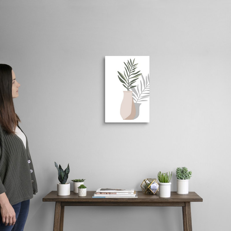 Vase et tige II, art mural, Toile tendue, H 18 po x l 12 po