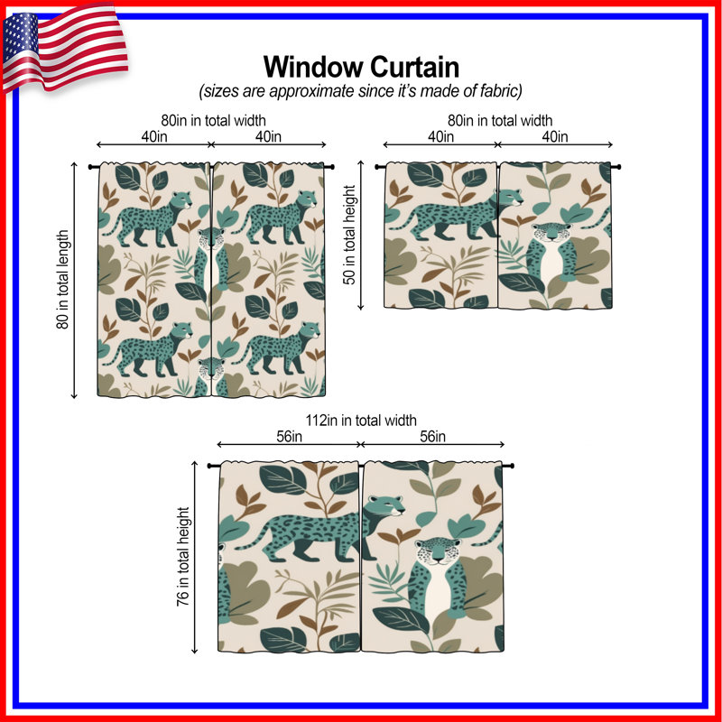Rideaux de fenêtre Leopard, 56 po x 76 po - 2 panneaux, Obscurcissement de chambre