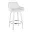 Tabouret de comptoir à hauteur fixe avec pivot en bois et similicuir avec repose-pieds rond chromé - ensemble de 2-130474089