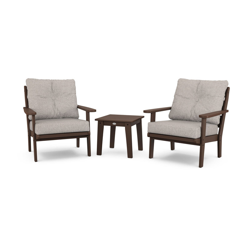 Lakeside 3-Piece Deep Seating Chair Set, Mahogany, Weathered Tweed