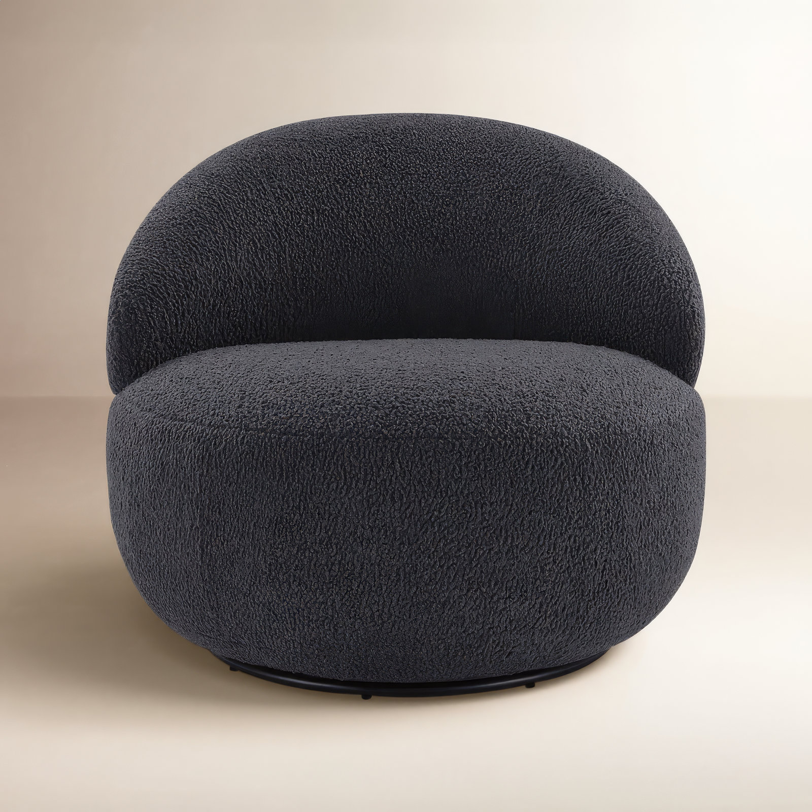 Moriarty Pine Swivel Lounge Chair, Aries Grey Boucle