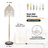 Three-Light Elegant Crystal Floor Lamp—Vintage waterfall design, layered crystal bead strands paired with a marble-patterned base, suitable for decorating living rooms, bedrooms, or offices (bulbs sold separately)