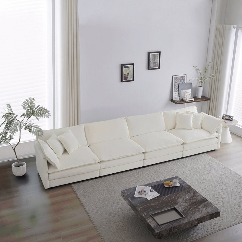 Canapé pour 4 personnes dans des chambres familiales spacieuses, canapé modulaire gratuit, canapé 4 places, tissu chenille confortable, canapé modulaire