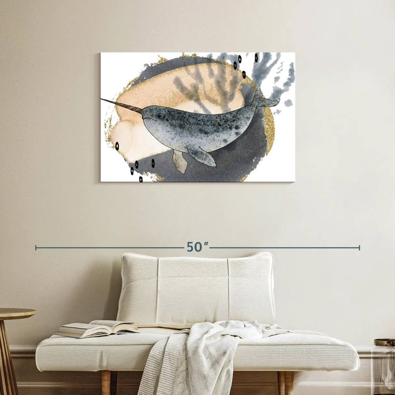 Brampt Boho Style Narwhal, 24" H x 36" W