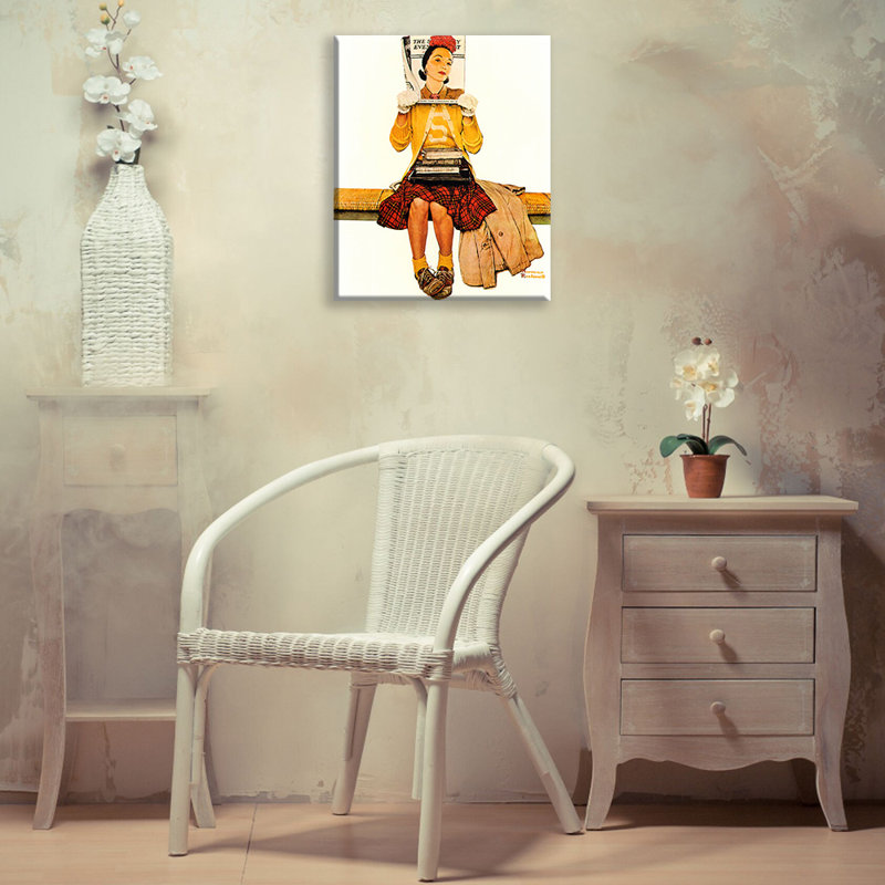 «Double Take» par Norman Rockwell, toile tendue avec châssis, H 18 po x l 13 po