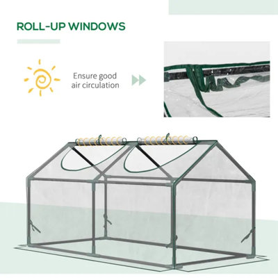 Mini serre portative 4 pi x 2 pi x 2 pi, petite serre avec housse en PVC, fenêtres à fermeture à glissière pour jardin intérieur et extérieur, transparent