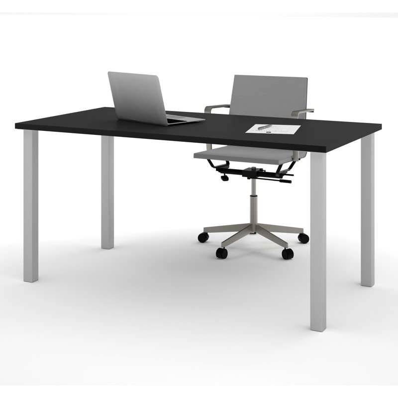 Manufactured Wood and Metal Writing Desk, 29" H x 59.3" W x 29.5" D, Black
