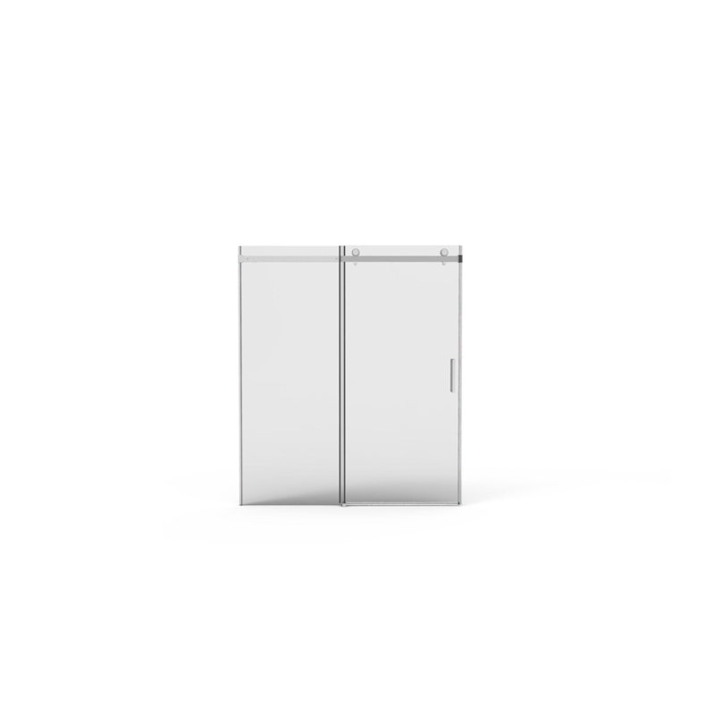 56"-60"W x 72"H Frameless Sliding Shower Door with 5/16" Tempered Glass & Buffer System, Brushed Nickel