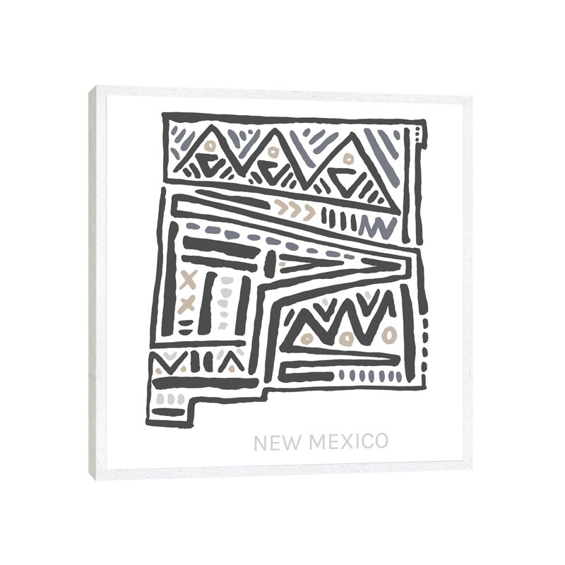 New Mexico 1 Piece Wall Art on Canvas, 45.72 cm H x 45.72 cm W, White Framed