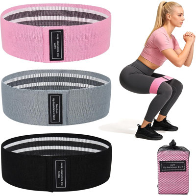 Durable & Comfortable Fabric Resistance Bands – 6-Pack Exercise Loops for Home Gym, Yoga, Pilates – Heavy/Medium/Light Strength Levels – For Women & Men – Ideal for Glutes, Legs, Full Body