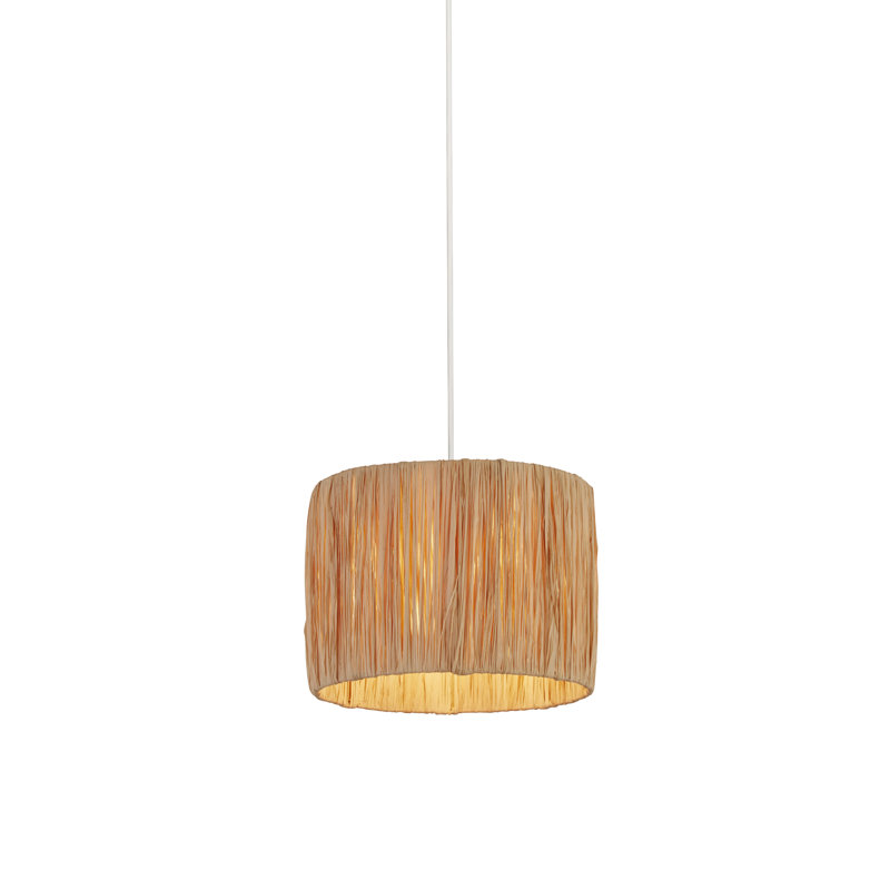 Raffia And Mild Steel Traditional, 18 cm H x 25 cm W x 25cm D, Light Natural