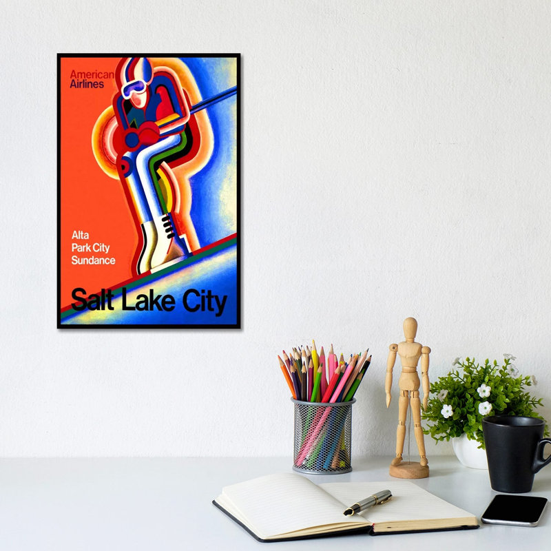 American Airlines (Salt Lake City) Advertising Vintage Poster 1 Piece Wrapped Canvas Wall Art, 20.32 cm H x 30.48 cm W