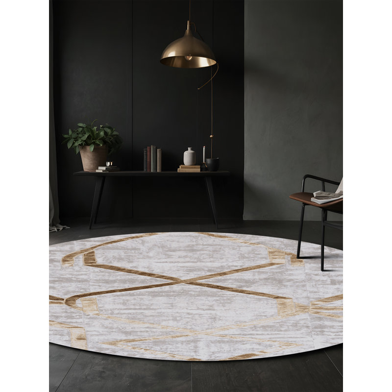 Tapis blanc lavable à la machine, Rond 3 pi