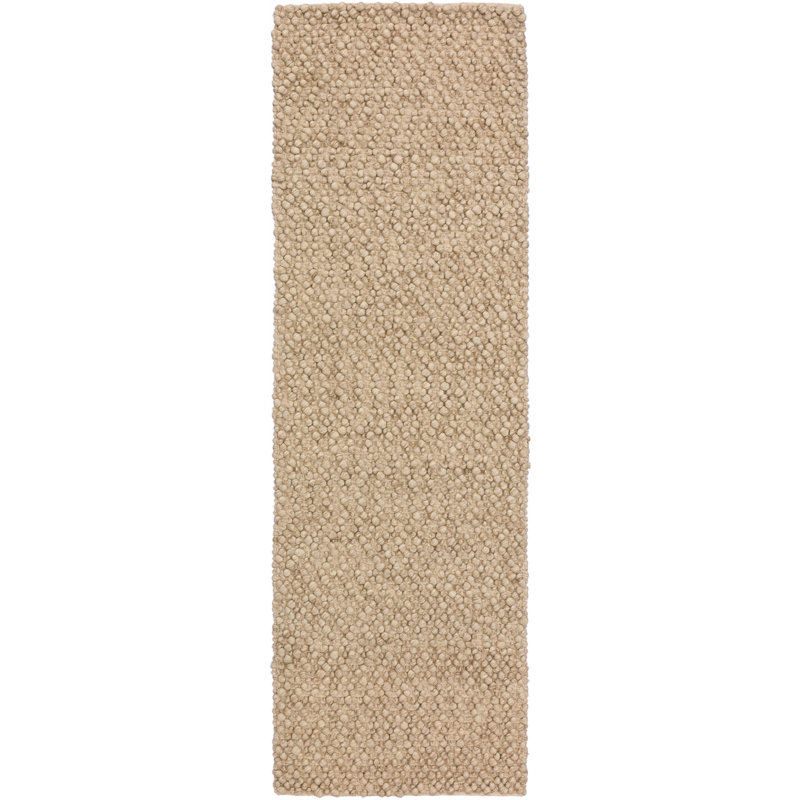 Tapis taupe en laine crocheté à la main Amaty, Tapis de couloir 2 pi 3 po x 7 pi 6 po