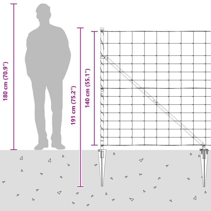 Field Fence Galvanised Steel, 140cm H x 2500cm W