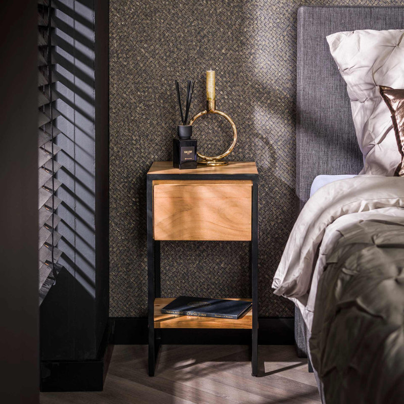Adilen 30cm W Steel Bedside Table