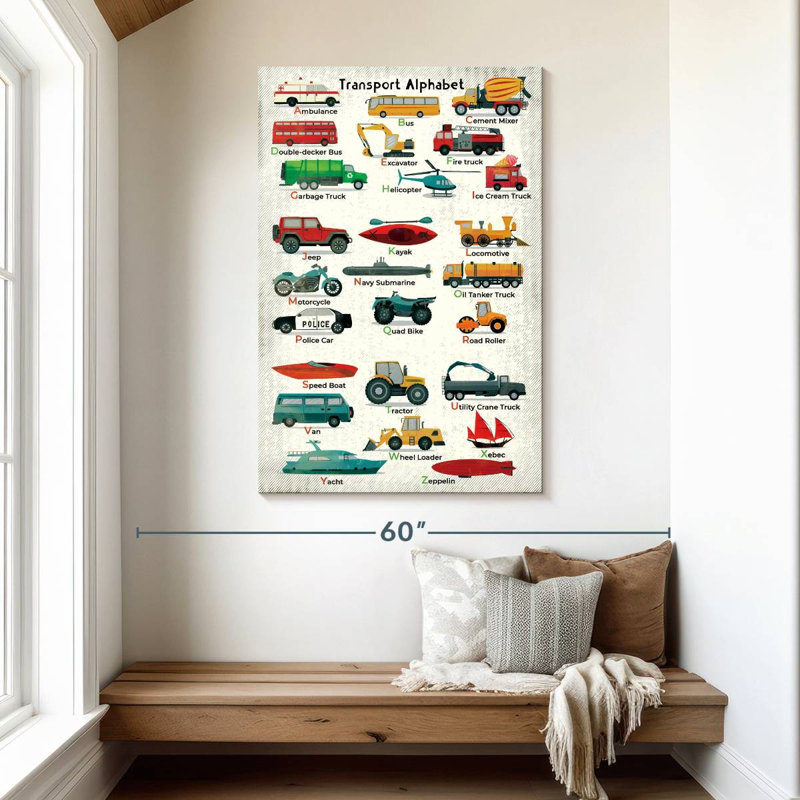 Tableau pour enfants Ashelle Transport Alphabet, H 48 po x l 32 po