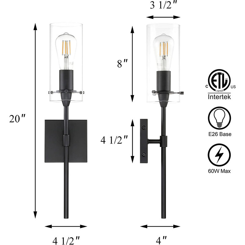 Iron Armed Sconce, Matte Black