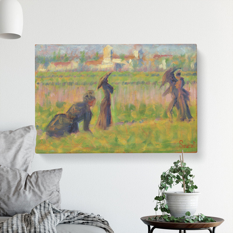 Figures In A Landscape by Georges Seurat - Wrapped Canvas Painting, 50cm H x 76cm W x 3cm D