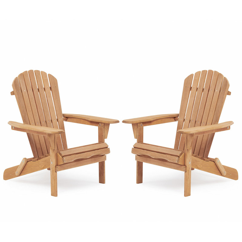 Wood Lounge Patio Chair For Garden Outdoor Wooden Folding Adirondack Chair Set Of 2 Solid Wood Lounge Patio Chair For Garden, Lawn, Backyard