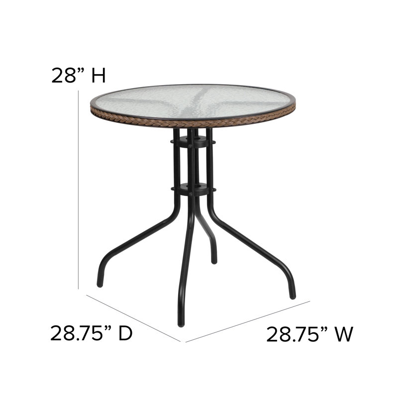 28'' Round Metal Table & 2 Rattan Stack Chairs Set