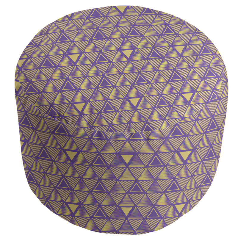 Upholstered Pouf, Purple/Yellow