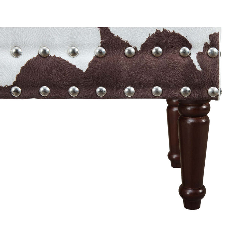 Daisy Upholstered Bench, Brown Cowhide Polyester Blend