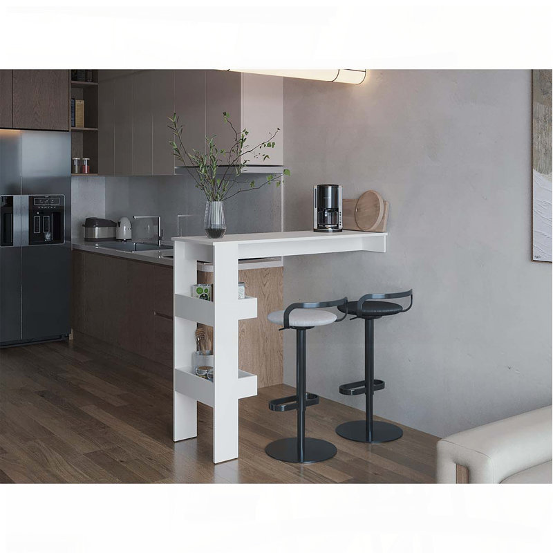 Modern Bar Table with Storage Shelf