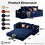 Canapé-lit convertible sans dossier en velours côtelé de 195 cm (77 po) avec porte-gobelets et poches latérales, bleu-1304551459