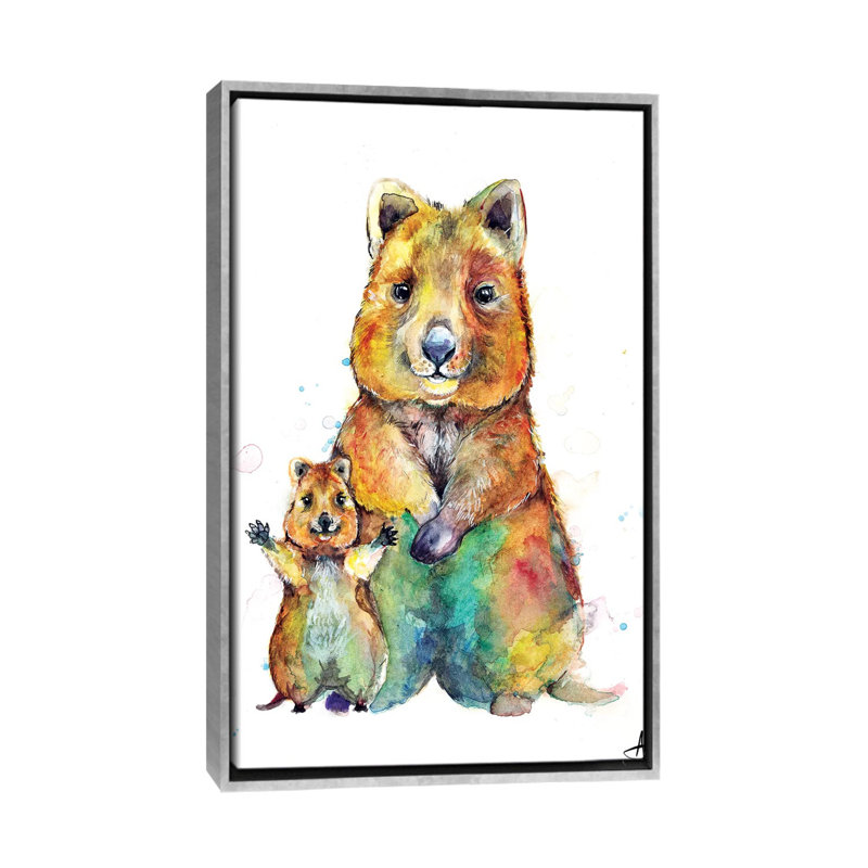 Art encadré pour enfants Qwazy Quokkas, H 60 po x l 40po x P 1,5 po, Toile avec cadre argenté