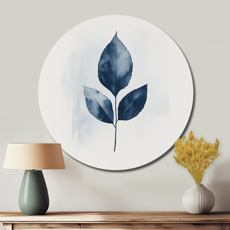 Négatif feuille d'espace - feuilles rondes grand art mural en métal, L 29 po x H 29 po
