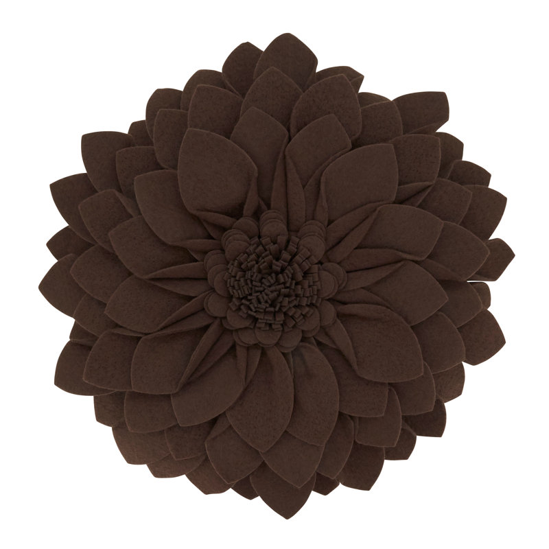 Fleur De Jardin Collection Ruffled Throw Pillow, 13" x 13", Chocolate