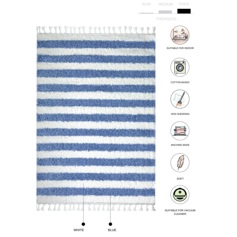 Benjemin Striped Indoor Rug, Rectangle 5'3" x 7'7"