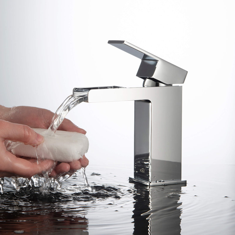 Waterfall Single-handle Bathroom Faucet, Chrome, Without Drain Assembly