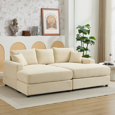 Canapé modulaire de canapé moderne, housses de coussin en velours côtelé 2 pièces, housses de canapé extensibles avec 2 coussins