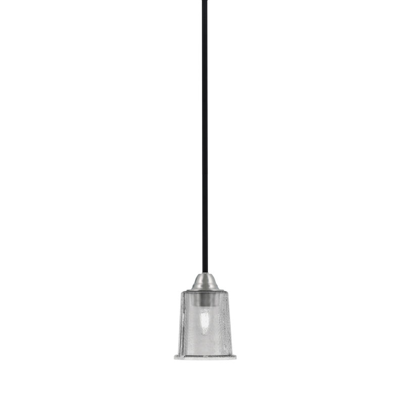 Suspension Ahern Mini, fini noir mat et nickel brossé, verre fumé à bulles de 13,3 cm (5,25 po).
