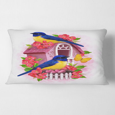 Two and Tit Birds Sitting Near the Nest Rectangular Pillow Cover & Insert