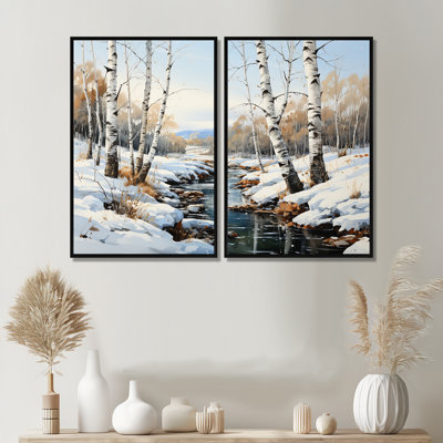 Birch Woods Winter Whispers I - Art floral avec bouleau