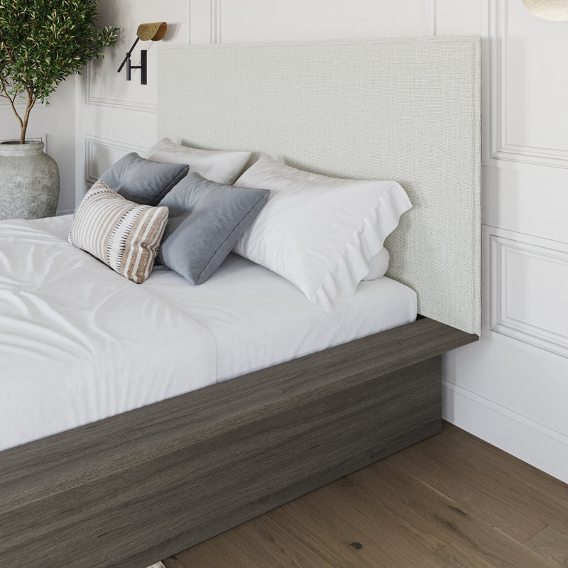 Ensemble de lit double tapissier Bardot, gris