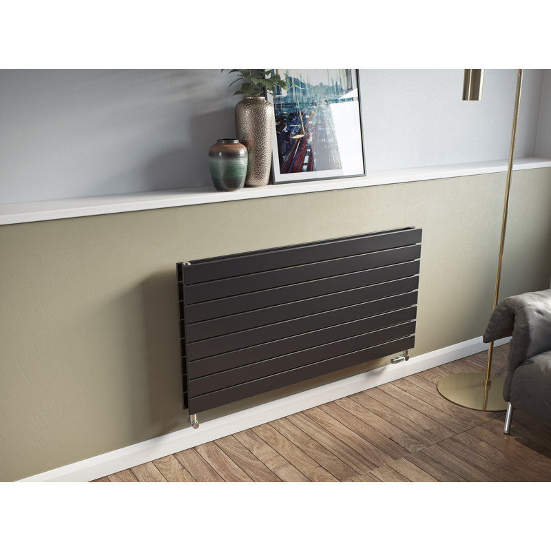 Andrew Horizontal Designer Radiator, Anthracite, 44.5cm H x 150cm W x 8.6cm D, 2