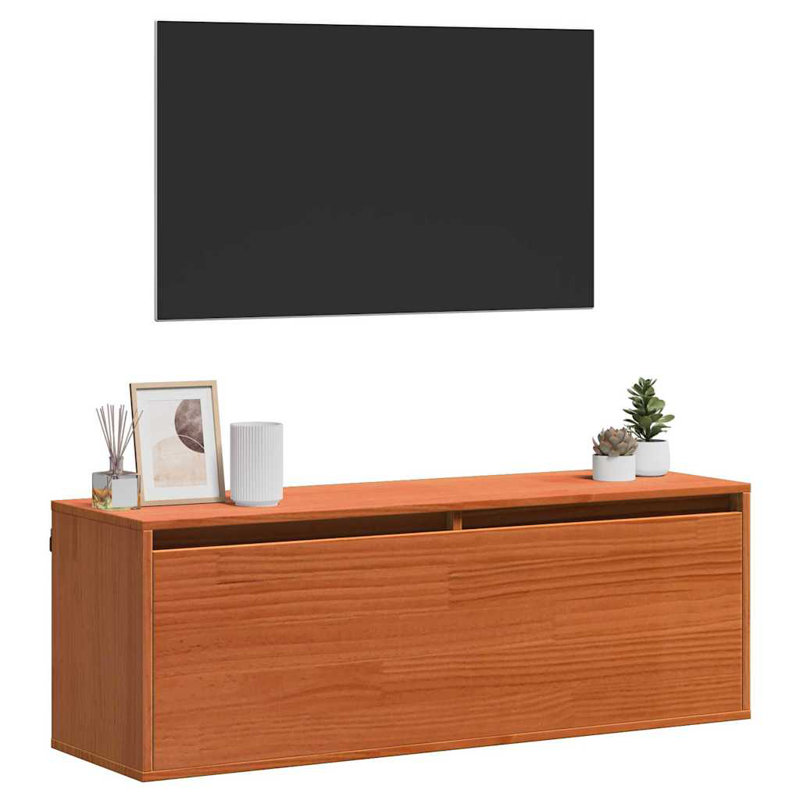  Wall Cabinet Wax Brown 100 X 30 X 35 Cm Solid Pine Wood
