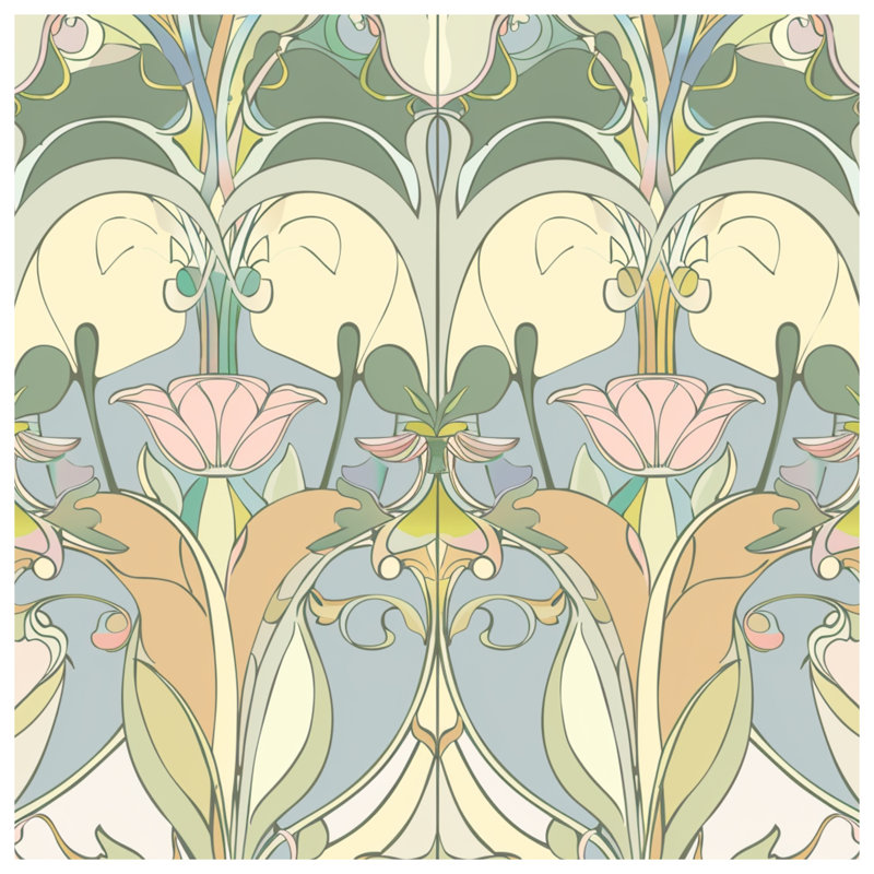 Coussin Art Nouveau, 16 po x 16 po, Beige Floral Geometric